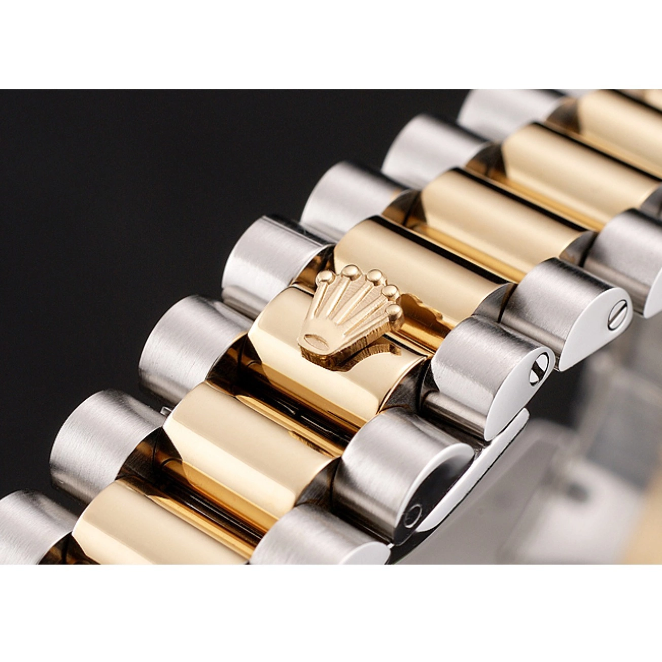Aaa replica watch Swiss Two Rolex Rubies Bracelet Day-Date 1454105 And Dial Diamonds Black Tone 0709